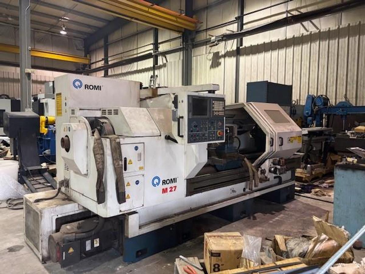 Used 2007 Romi M27 x 80" with 6.77" Big Bore Spindle, Front & Rear Chucks, 8 Station Turret, Tailstock