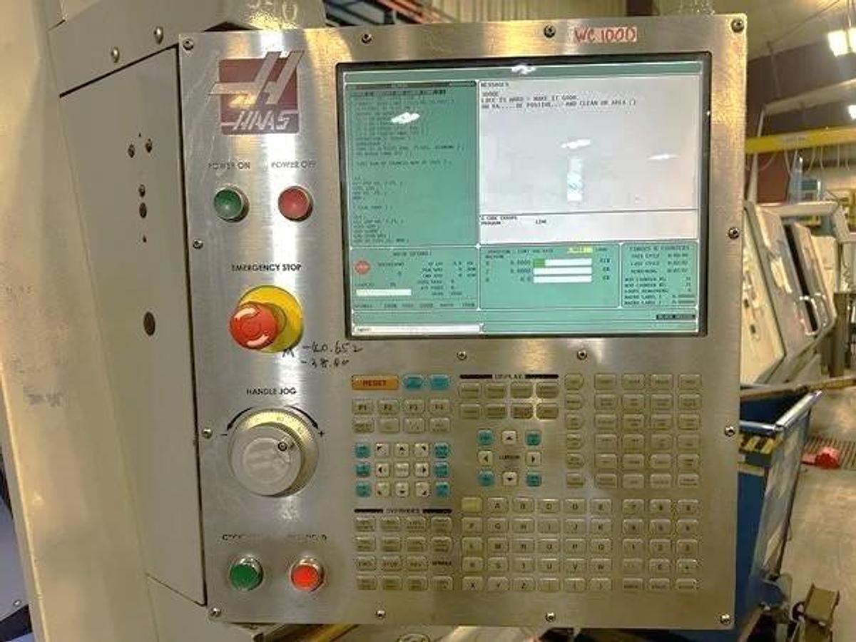 Used 2008 Haas SL-40T with 15" Hyd. Chuck, Tool Presetter, Tailstock, Chip Conveyor, Geared Head, Block Style Turret, 4" Bar Capacity