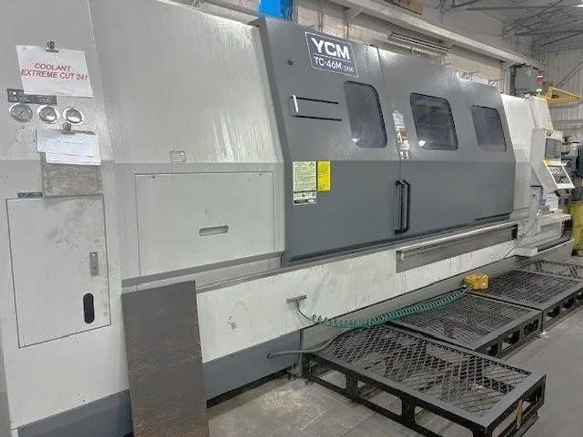 Used 2013 YCM TC-46M/3200 with Milling Capability, 18" Hyd. Chk, 6.5" Bar Cap., 29.55" Max Turn Diam., 134.45" cc, Steady, Conveyor, Tailstock