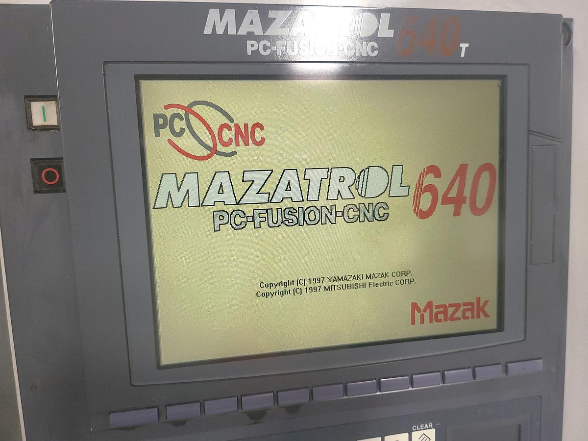 Used 2003 Mazak SQT100MS Mazatrol Fusion 640T w/ Milling/Drilling Cap., Subspindle, Spego Bobcat Barfeed, Parts Catcher