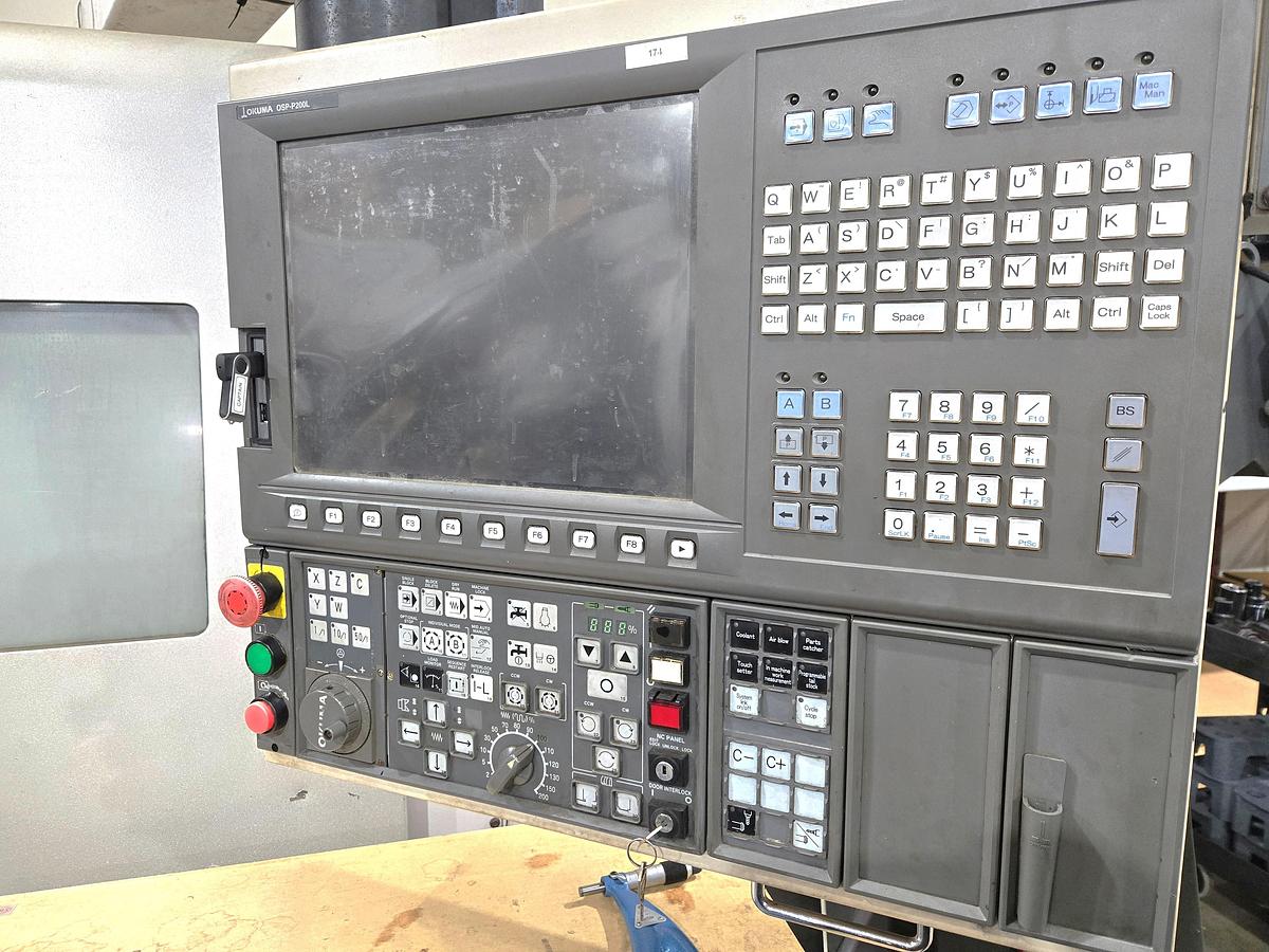 Used 2007 Okuma Captain L470M/1250 Big Bore OSP P-200L with Milling Capability and 3.5" Bar Capacity, Chip Conveyor, Tool Eye