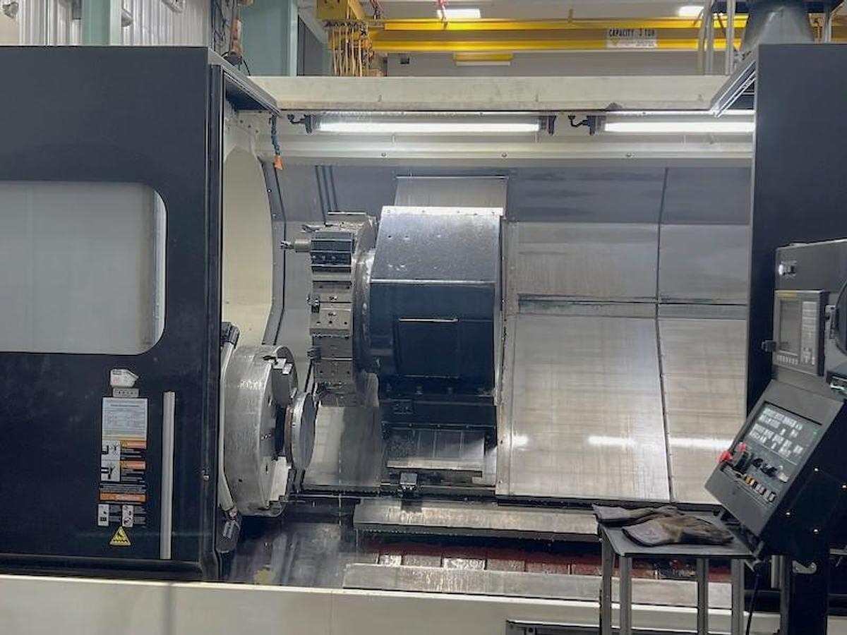 Used 2018 YCM TC-46/3200 with 24" Hyd. Chk, 6.5" Bar Cap., 29.55" Max Turn Diam., 134.45 cc, Tailstock, Chip Conveyor, Tool Eye