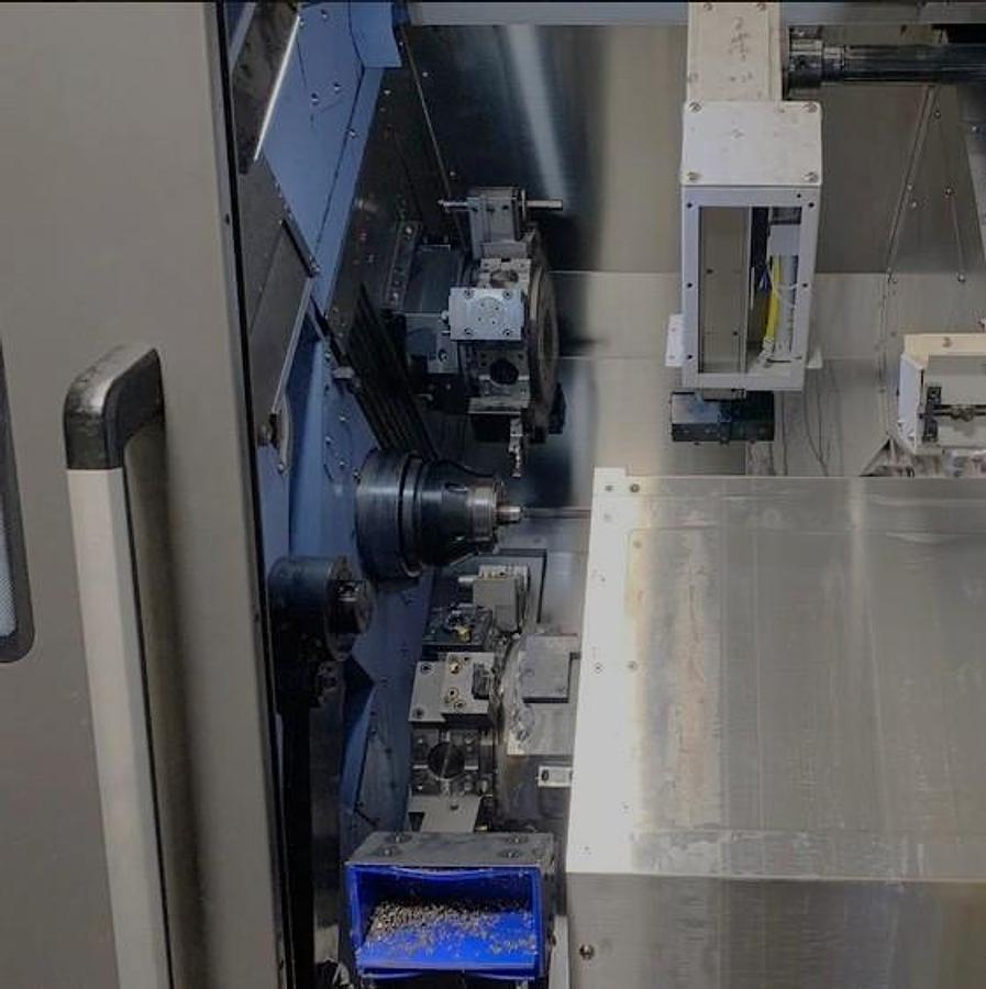 Used 2019 Doosan Puma TT1300SY Twin Spindle/Twin Turret, Y Axis Mill Turn Lathe, Barfeed, Parts Conveyor, 