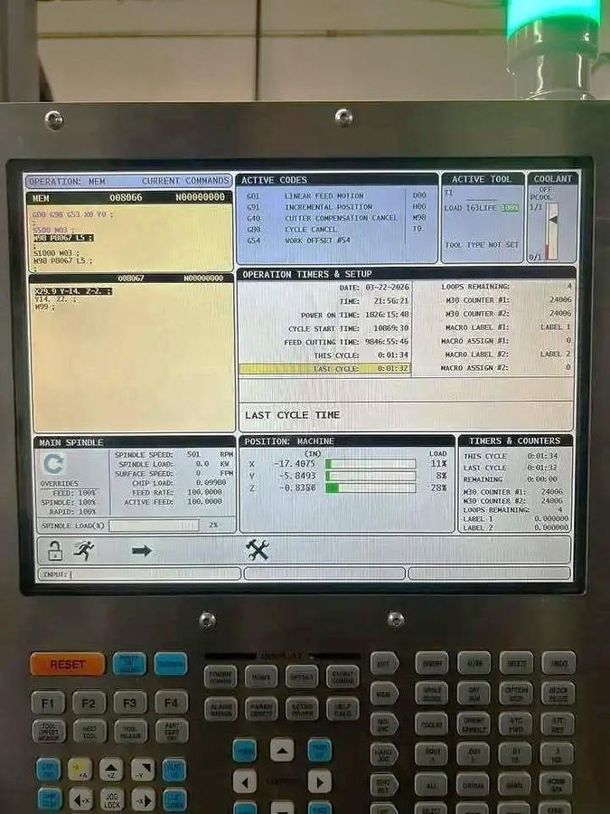 Used 2013 Haas VF-2 with Chip Auger, Rigid Tap, High Speed Machining, Remote Jog Handle, USB Port Interface
