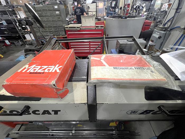 Used 2003 Mazak SQT100MS Mazatrol Fusion 640T with Milling/Drilling Capability, Subspindle, Spego Bobcat Barfeeder, Parts Catcher