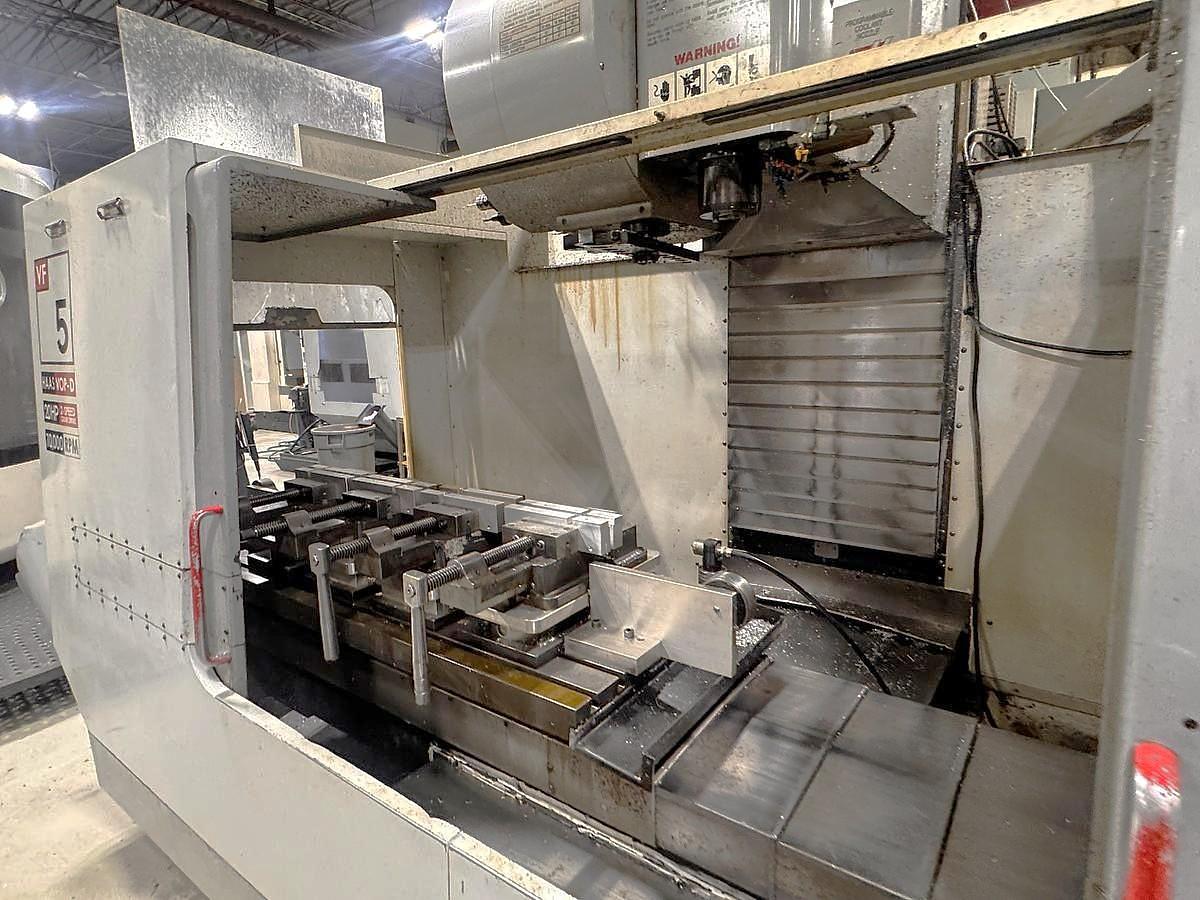 Used 2003 Haas VF5B/40 w/ 4th Axis Drive, Haas Wireless Probing, 40 Station ATC, PCool, High Speed Machining, 7500 RPM