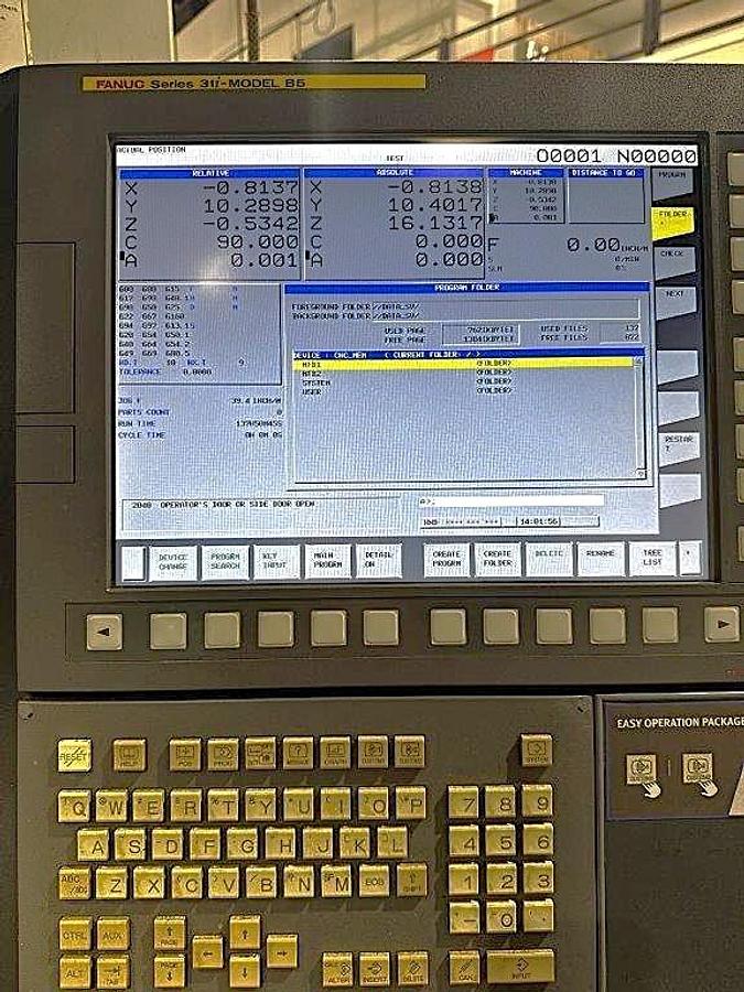 Used 2020 Doosan DVF 6500 5 Axis Trunnion VMC with 18,000 RPM, 60 ATC, Coolant Thru Spindle, Probing, Chip Conveyor