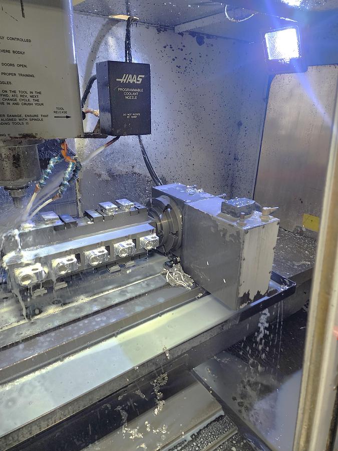 Used 1998 Haas VF4 with 4th Axis Drive & Wiring, Programmable Coolant Nozzle