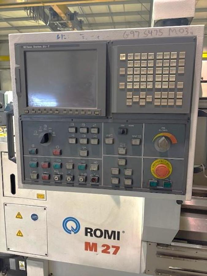 Used 2000 Romi M27 x 80" with 6.77" Big Bore Spindle, Front & Rear Chucks, 8 Station Turret, Tailstock