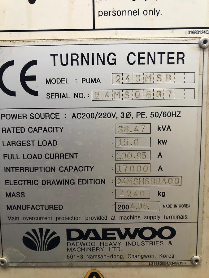 Used 2004 Daewoo Puma 240MSB