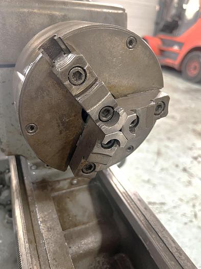 Used 1997 Clausing 5429 Engine Lathe 13" x 35" Capability, Steady Rest, Tailstock, 6" Chuck, Pedestal Cabinet Mount