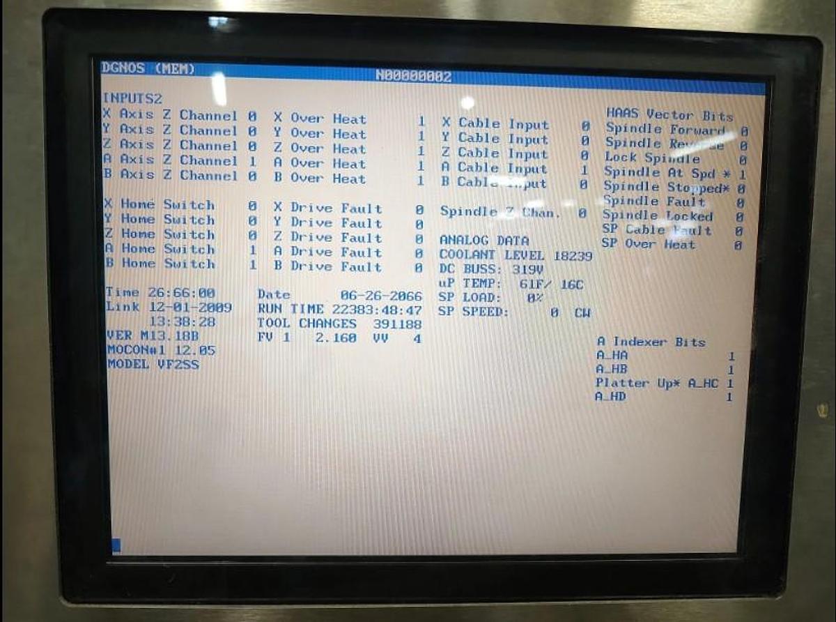 Used 2004 Haas VF-2SS with Haas Probing, 24 Pos. Side Mount ATC, 12,000 RPM, CAT 40, HSM, 30 HP, PCool, Auger, Floppy Drive