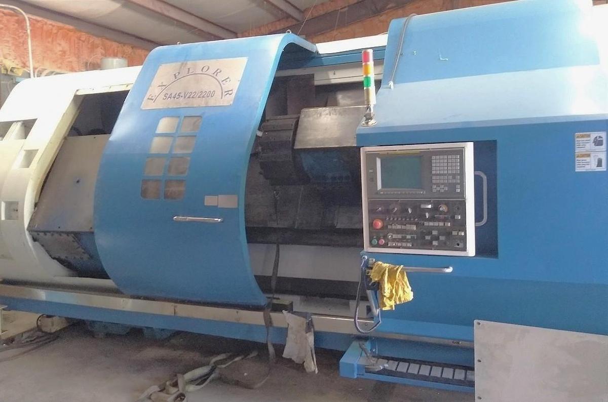 Used 2006 Explorer SA45-V22/2200 CNC Big Bore Lathe with 21.06" Bore, 