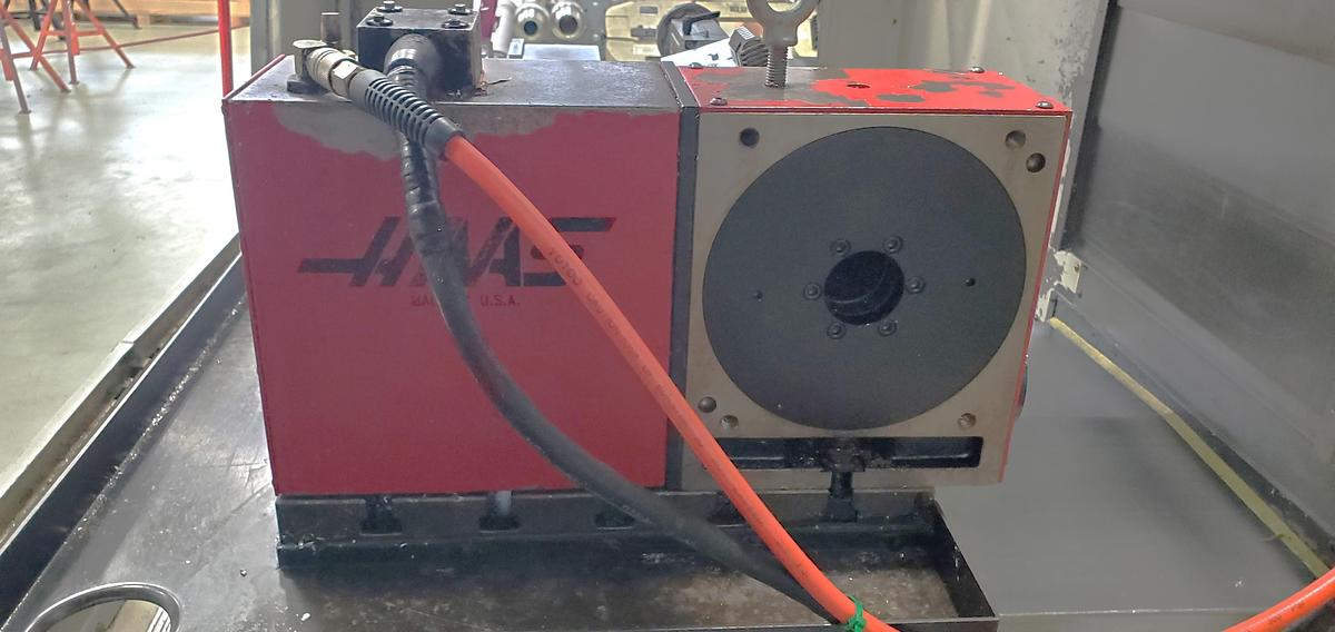 Used 2001 Haas VF4D with Haas HRT210 4th Axis Table, Tailstock, Auger, Prog. Coolant, Quick Code