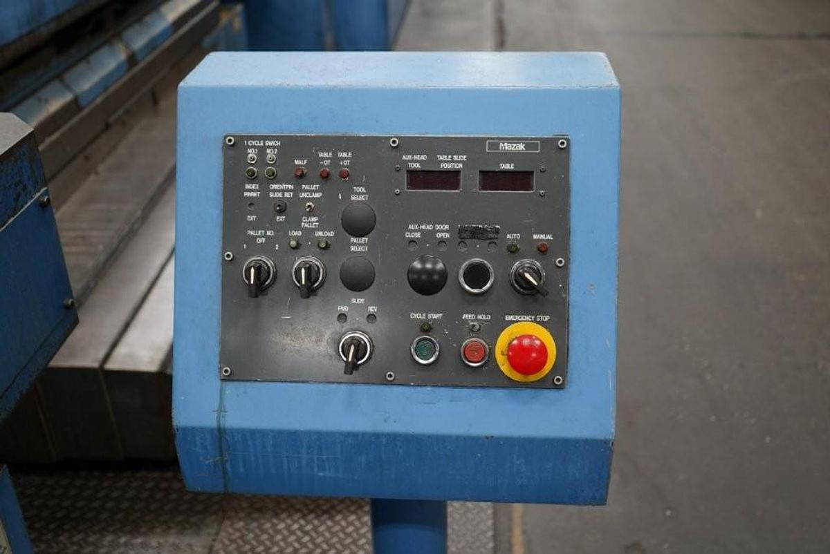 Used 1987 Mazak YMS H40Q with 2 Plt. Changer, Full 4th Rotary Tbl, 40 Pos. ATC, 5.1" Spindle Diam, Right Angle Head, 5 Face Machining