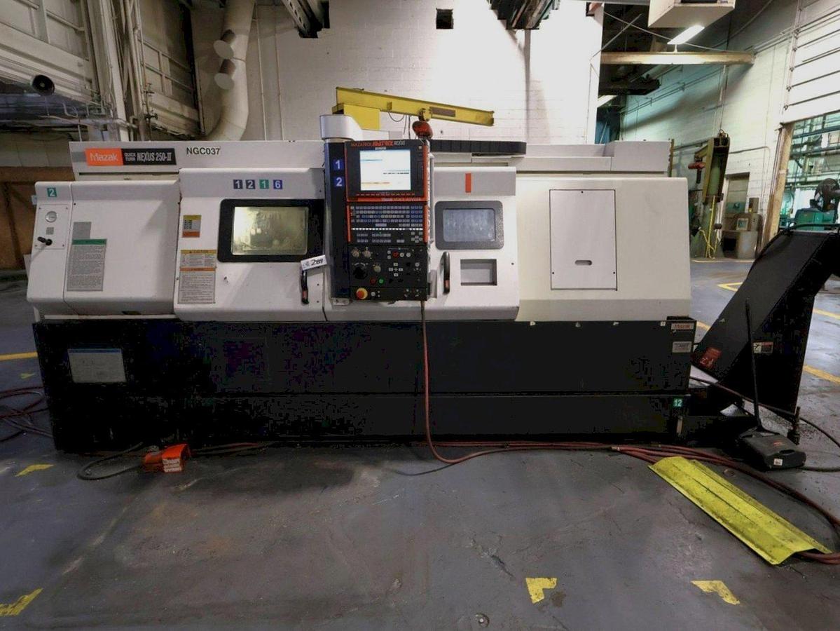 Used 2009 Mazak Nexus QTN 250-II/1500 with RARE 60" centers, Tailstock, Chip Conveyor, Toolsetter, 10" Chuck, 3" Bar Capacity
