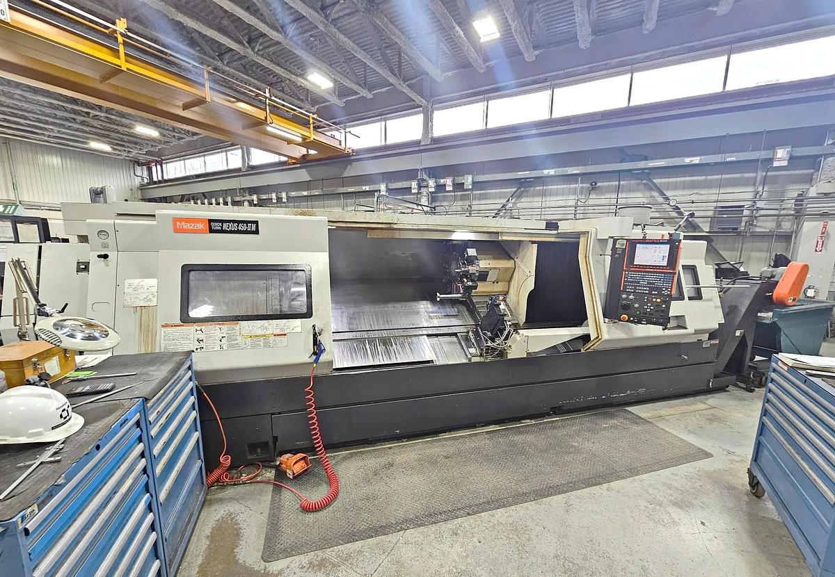 Used 2007 Mazak Nexus QTN 450-IIM/3000 with Full C Axis Spindle Rotation, Milling Capable, 18" Hyd Chuck, 6" Bar Capacity, 120" cc
