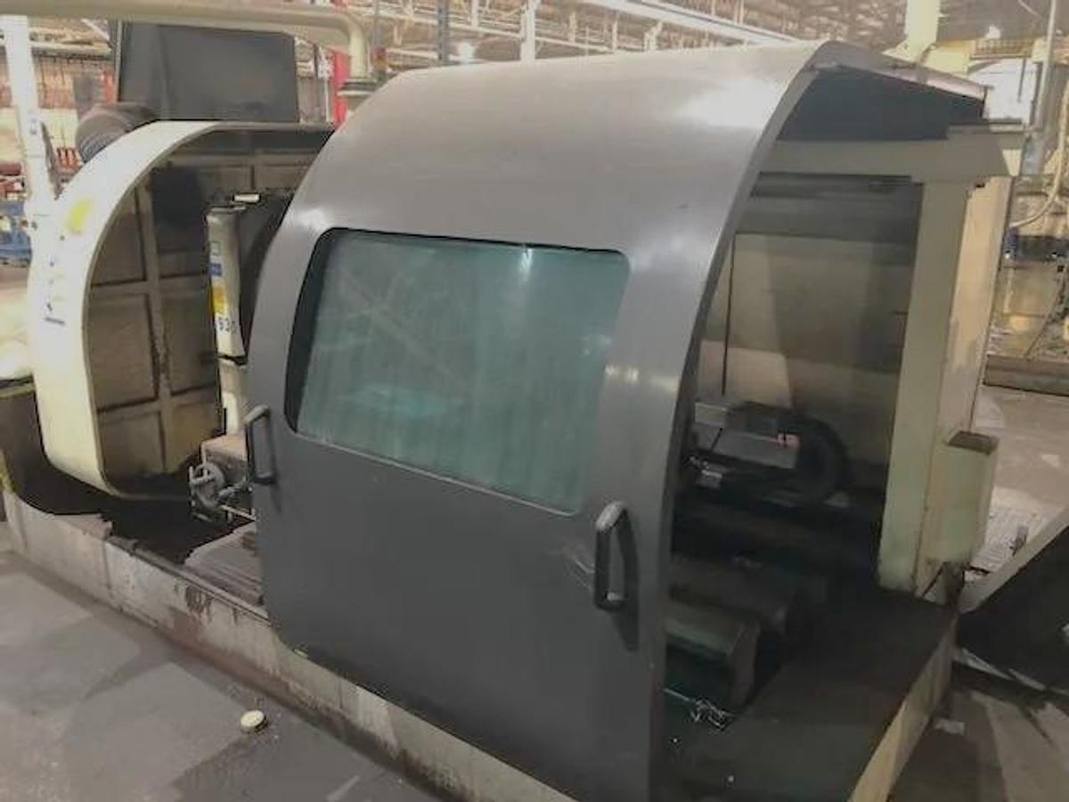 Used Hwacheon Mega T130 CNC T-Lathe with 51.18" Swing, 35.83" Max Cut Diam., 400 RPM, 6.1" Bore, 50" Chuck, 12 Station Turret, Fanuc