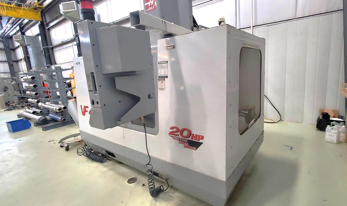 Used 2001 Haas VF4D with Haas HRT210 4th Axis Table, Tailstock, Auger, Prog. Coolant, Quick Code