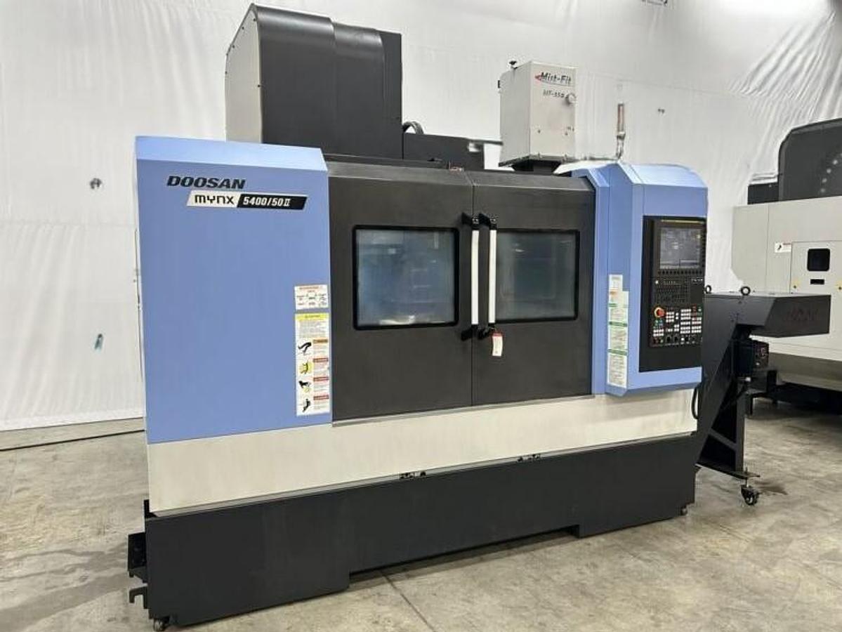 Used 2022 DN Solutions Mynx 5400/50 II with 4th Axis Drive, CAT50 Big Plus Spindle, Chip Conveyor, Mist Collector, Conversational