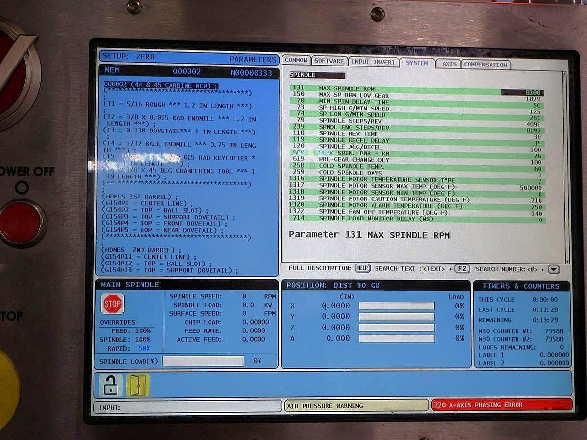 Used 2013 Haas VF2 with Probing, 4th Axis Drive, Chip Auger, 20 Station Carousel Style ATC