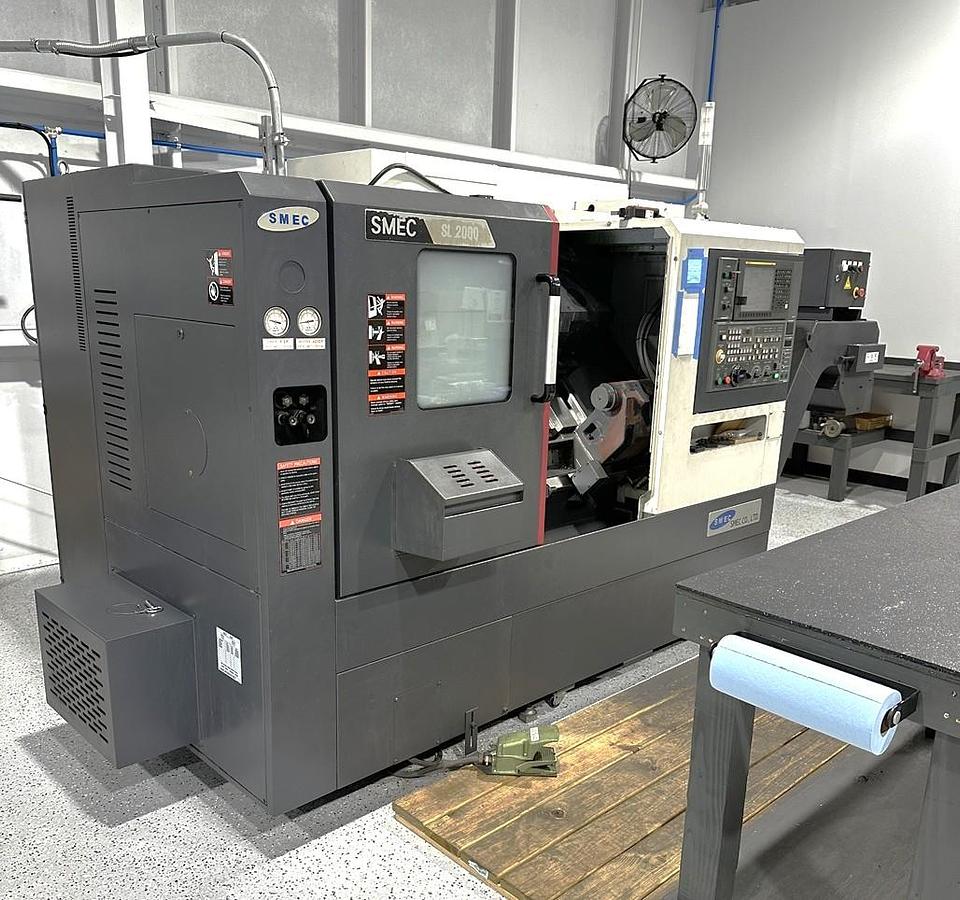Used 2019 SMEC SL-2000A with Chip Conveyor, Parts Catcher, Tool Presetter, 6" 3 Jaw Hyd Chuck, Hydraulic Tailstock, Fanuc 0iTF