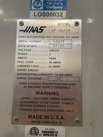 Used 2006 Haas VF-6/40