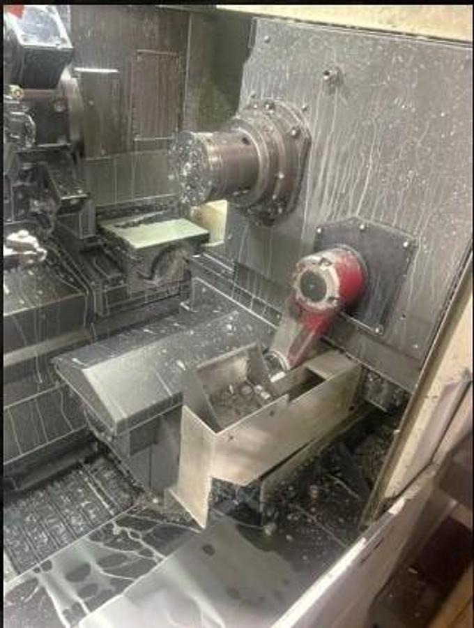 Used 2011 Miyano DNA-42 DHY, Twin Turret Design, Twin Spindles, Y Axis on Upper Turret, Milling Capability, Barfeed, Chip Conveyor