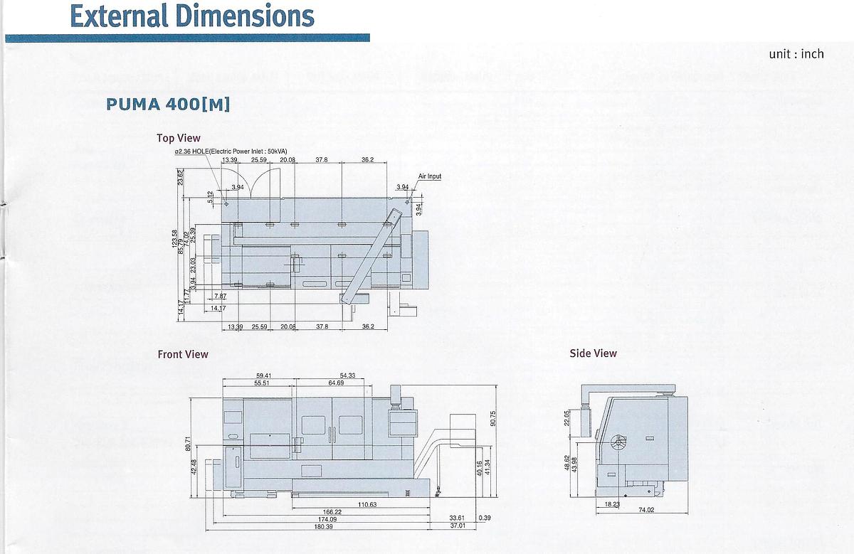 Used 2012 Doosan Puma 400MC with C Axis, Milling Capable, 21" Chuck, 6.5" Bar Capacity, Tailstock Conveyor, Live Tool Holder