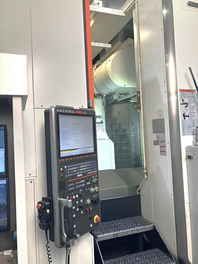 Used 2014 Mazak Vortex e-1060V/8 Heavy Duty 5 Axis Milling Machine with Built in Rotary Table, Tilting B Axis Head, HPC, 120 Pos. ATC