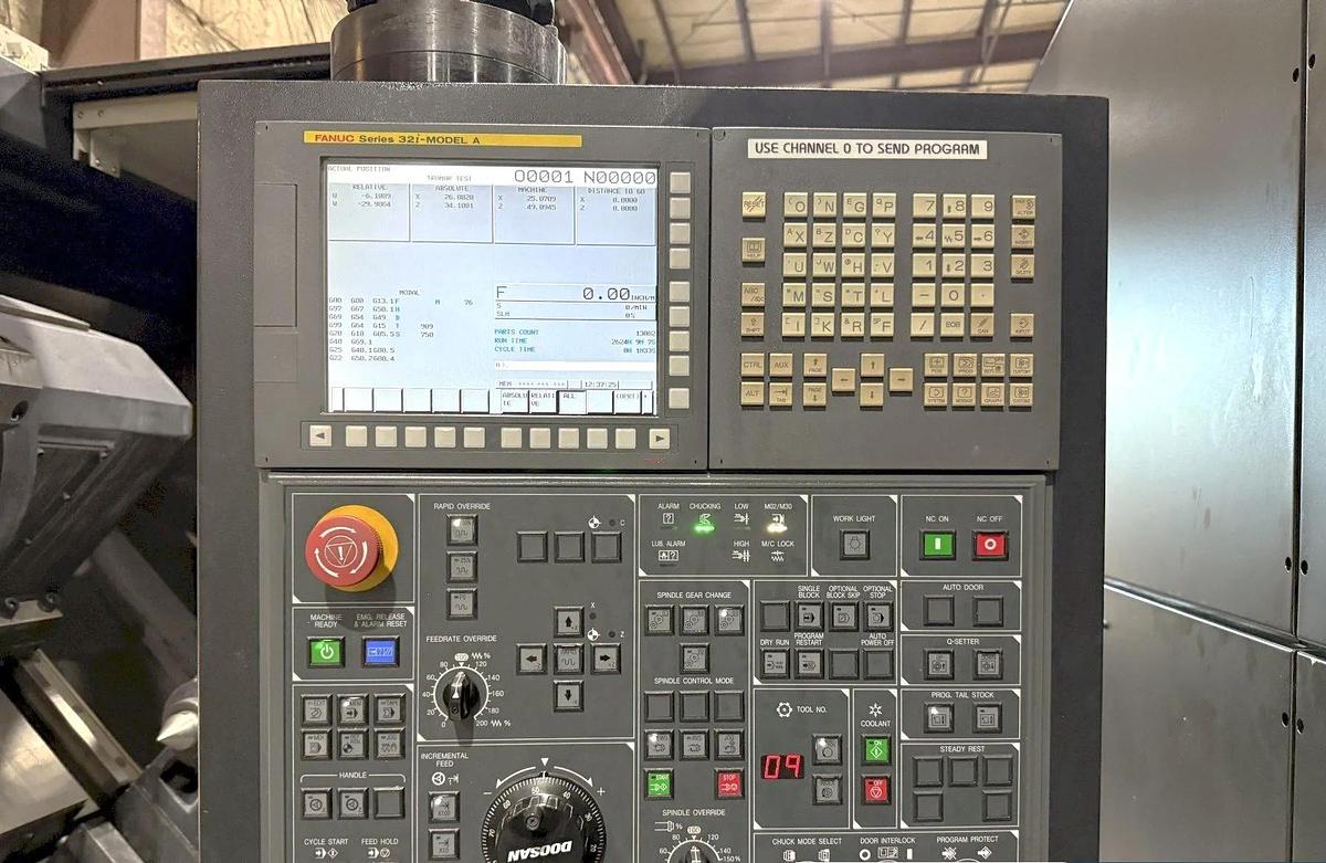 Used 2013 Doosan Puma 700A with 18" Hyd. Chuck, 6.5" Bar Capacity, 63" cc, Tailstock, Chip Conveyor, Tool Presetter, Fanuc 32i Cntrl