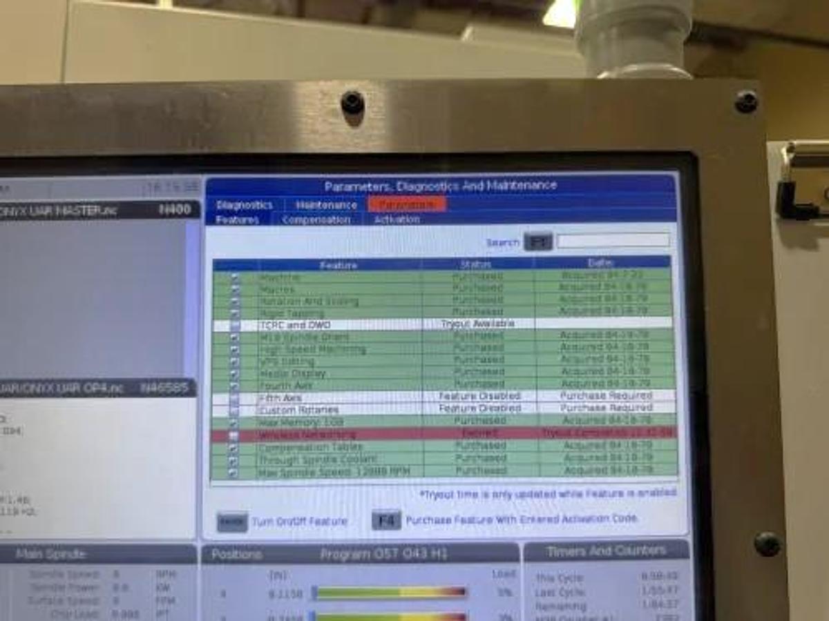 Used 2017 Haas VF4SS, 4th Axis Drive, Haas HRT210 Table, Cool. Thru Spdl., Haas Probing, 40 Pos. ATC
