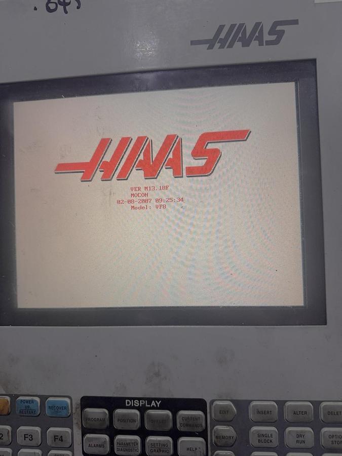 Used 2004 Haas VF8/50 with 50 Taper Spindle, 10,000 RPM Geared Head, Coolant Thru Spindle, Probe Ready, PCool, Auger, Side Mounted ATC