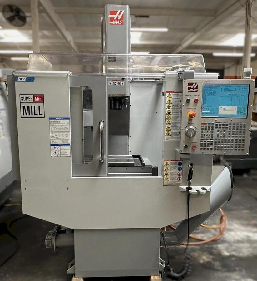 Used 2008 Haas Super Mini Mill with 10k RPM, Tool Probe, Chip Auger, USB Port, Coolant Pump, 10 ATC, 208/230V Three Phase Pwr
