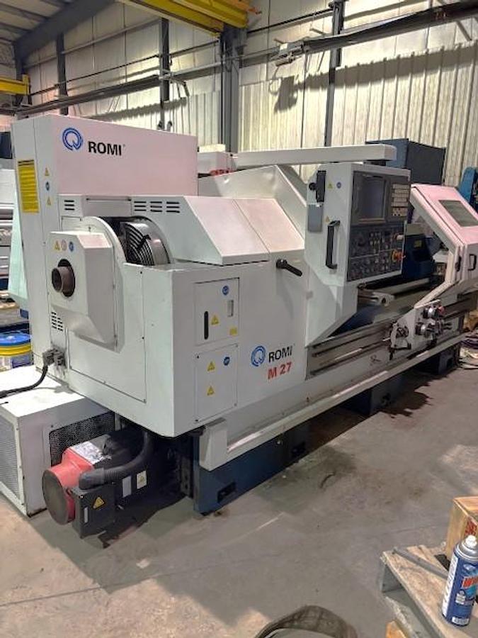 Used 2000 Romi M27 x 80" with 6.77" Big Bore Spindle, Front & Rear Chucks, 8 Station Turret, Tailstock
