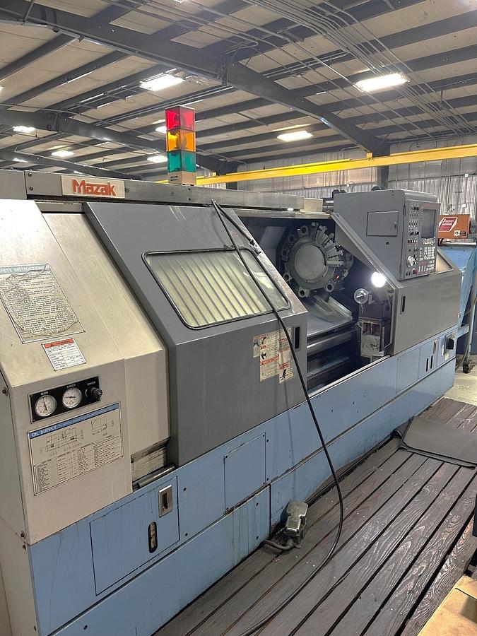 Used 2000 Mazak QT40/1500 with 60" Centers, 15" Hyd Chuck, Tailstock, Chip Conveyor, Tool Eye, 2.84" Bar Capacity