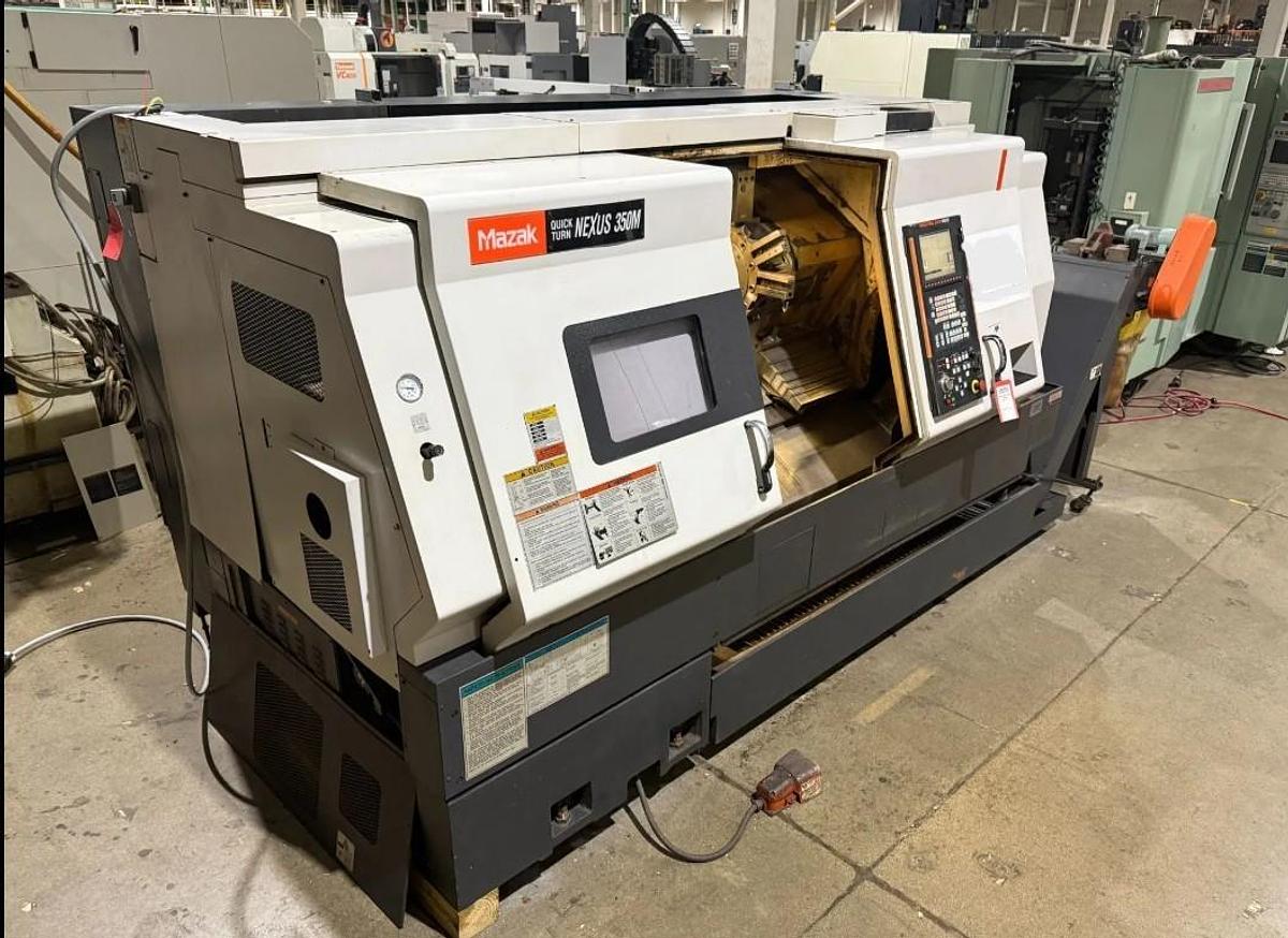 Used 2005 Mazak Nexus QTN 350M/1200 with Full C Axis Milling, Chip Conveyor, 48" cc, 4" Bar Capacity, 15" Chuck, Tailstock