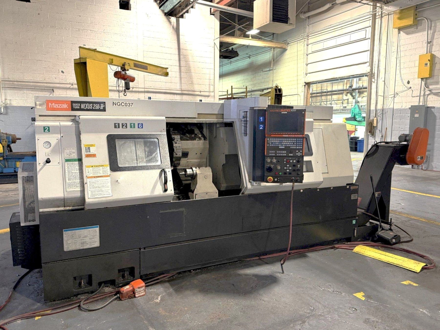 Used 2009 Mazak Nexus QTN 250-II/1500 with RARE 60" centers, Tailstock, Chip Conveyor, Toolsetter, 10" Chuck, 3" Bar Capacity
