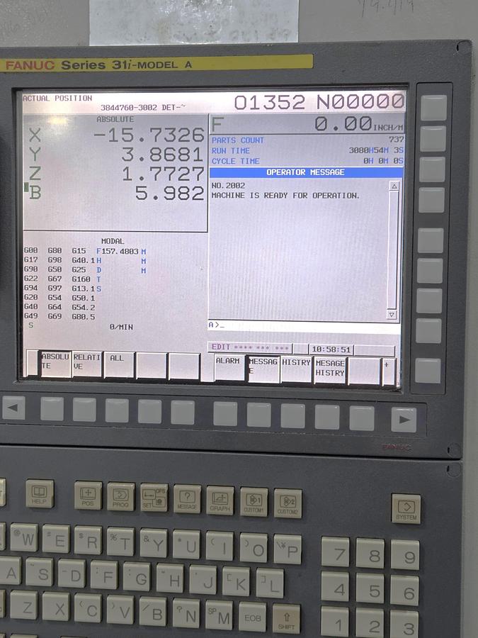Used 2010 Kiwa KH-55 with (2) x 19.7" sq Pallets, 31.5" x 31.5" x 31.5" Travels, CAT 50, 120 ATC, Coolant Thru Spindle, 10,000 RPM, Fanuc
