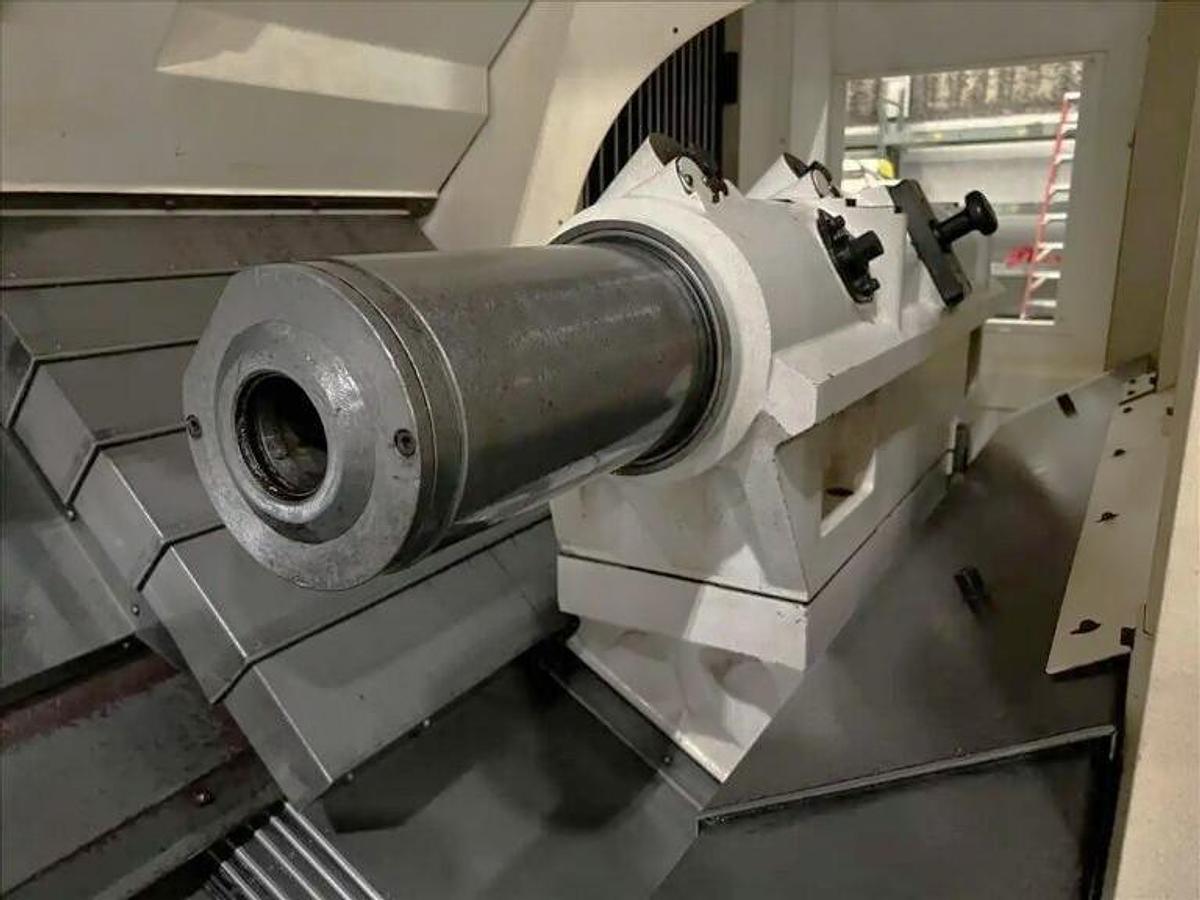 Used 2013 Mazak Slant Turn Nexus 550/3000 with 24" Air Chuck, 10.8" Bar Capacity, 120" Centers, Hyd Steady Rest, Tailstock, Conveyor