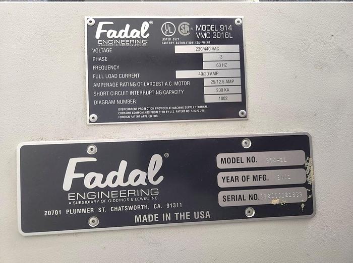 Used 2001 Fadal VMC3016L