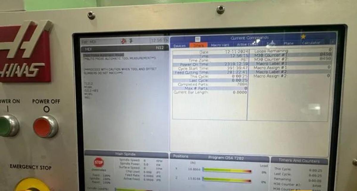 Used 2022 Haas ST-25 Chucker w/ Haas Barfeed with Liners, Tool Presetter, Chip Conveyor, 10" Hydraulic Chuck, Parts Catcher