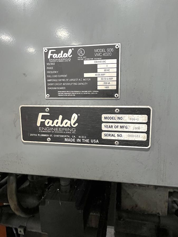 Used 1998 Fadal VMC4020HT, Boxed Ways, High Torque 22HP Motor, 21 Station ATC, 10,000 RPM