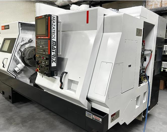 Used 2007 Mazak Nexus QTN 450-II/1000 Big Bore with Chip Conveyor, SMW 18" Air Chuck, Tailstock, Prep for Rear Chuck, Threading
