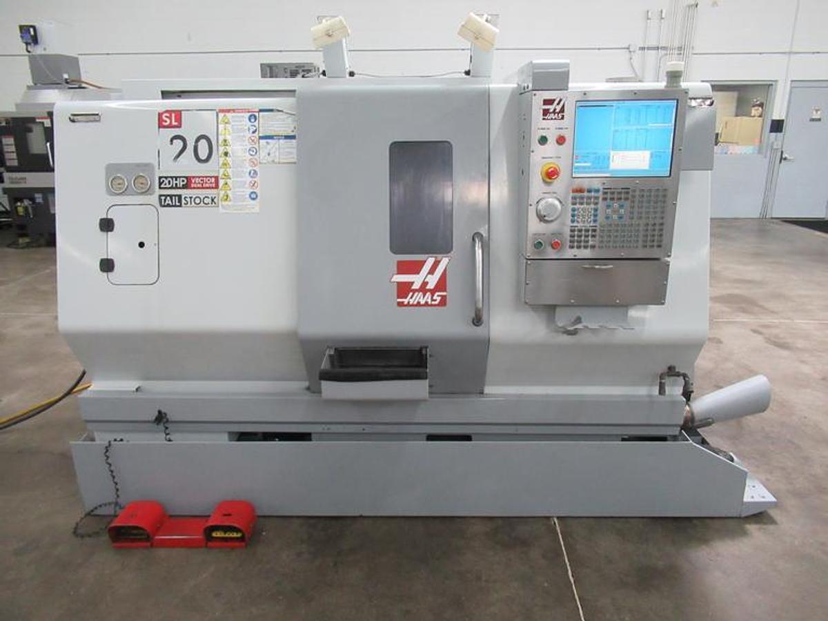 Used 2008 Haas SL-20T with Tailstock, 8" Hyd Chuck, Tool Presetter, Parts Catcher, Chip Auger, 2" Bar Cap., Cold Fire II Processor