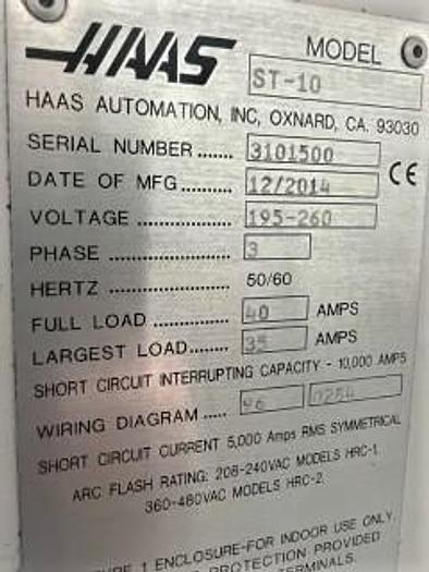 Used 2014 Haas ST-10 with Haas Servo 300 Barfeed