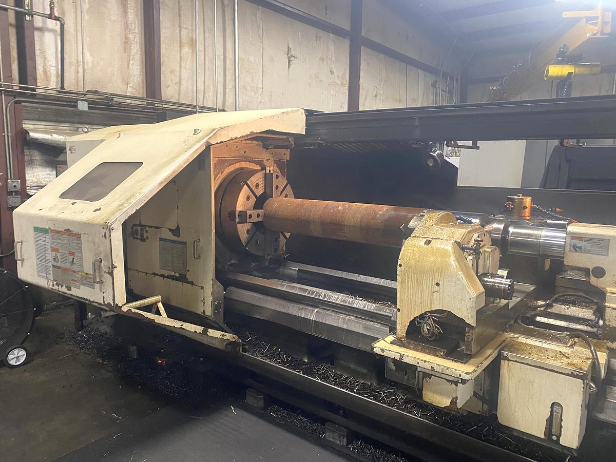 Used 2013 Mazak Powermaster 3000U with 12.5" Bore, 120" Centers, Manual 25" Chuck