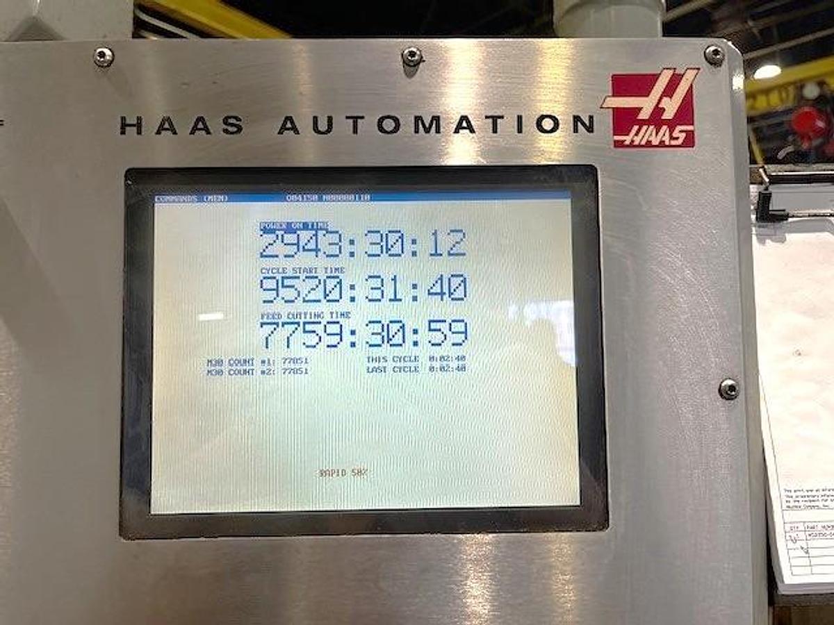 Used 2005 Haas SL-40T with Steady Rest, 15" Chuck, Toolsetter, Tailstock, Chip Conveyor, 4" Bar Capacity, 55 HP Package, Geared Head