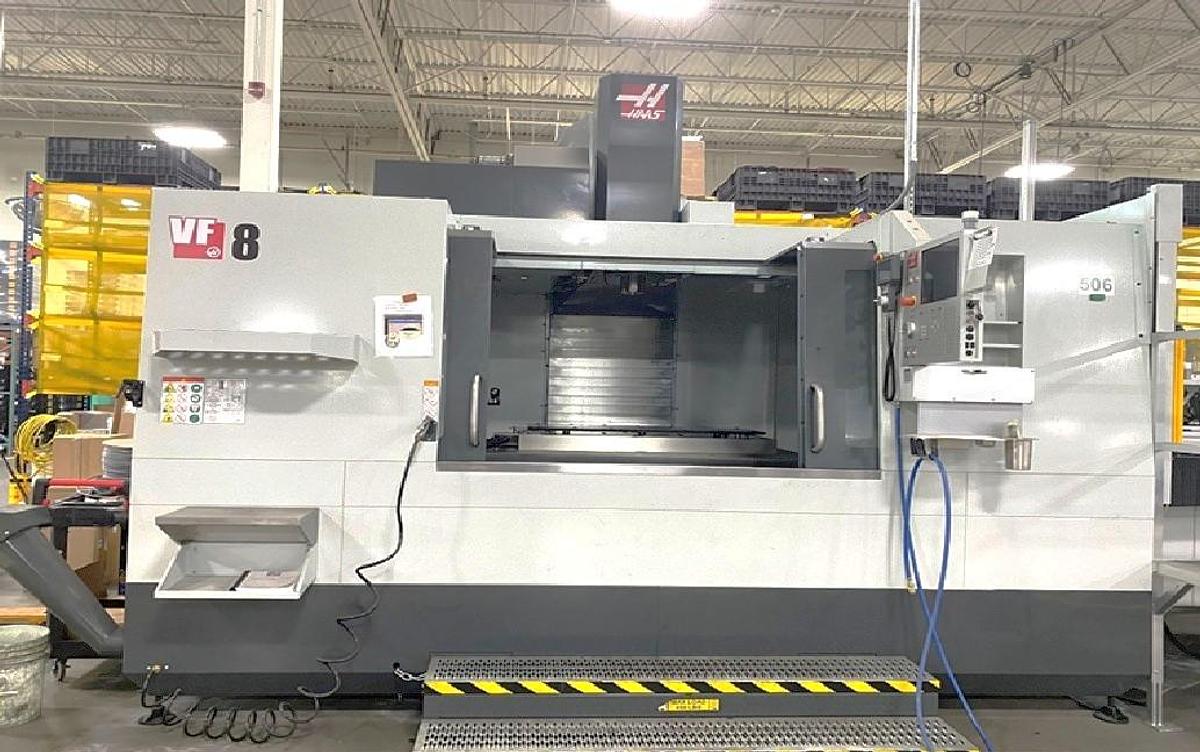 Used 2023 Haas VF8/40 w/ Midaco Pallet Changer, Hydr. Clamping, Extended Z Axis, Probing, 10,000 RPM, Prep for Coolant Thru Spindle