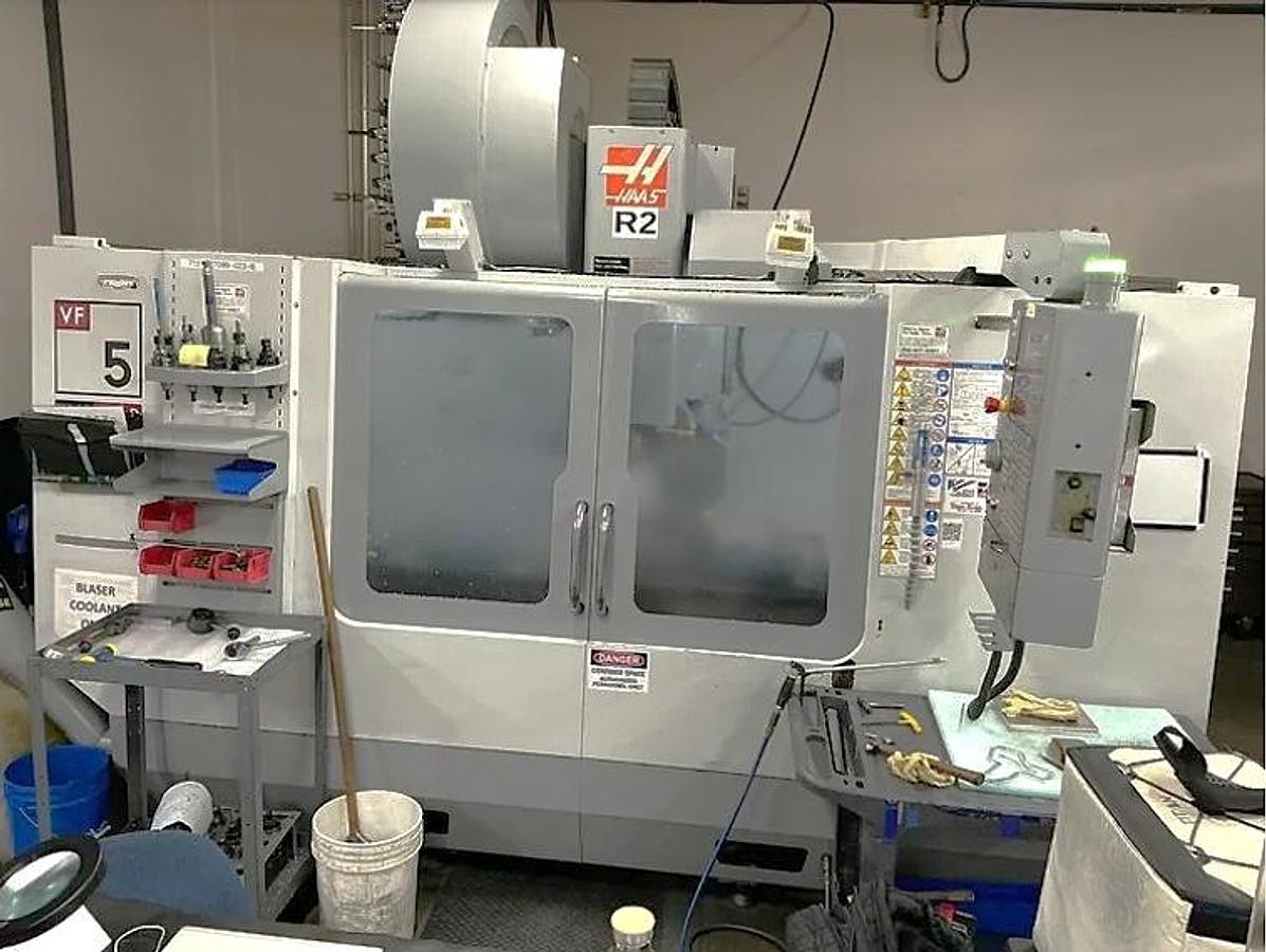Used 2007 Haas VF5/40 w/ 4th Axis Drive, Haas Wireless Probing, 40 Station ATC, PCool, High Speed Machining, 7500 RPM